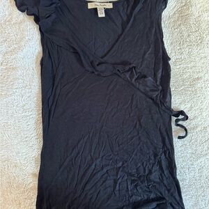 Free People Black Wrap Tie Short-Sleeve Tunic